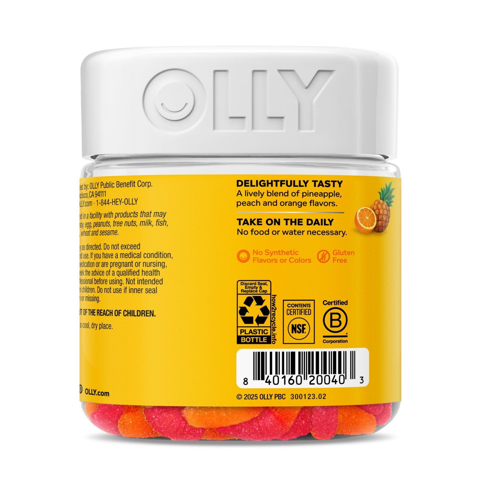 OLLY Hello Happy Gummy Worms, Mood Support, Vitamin D, Saffron, 60 Count