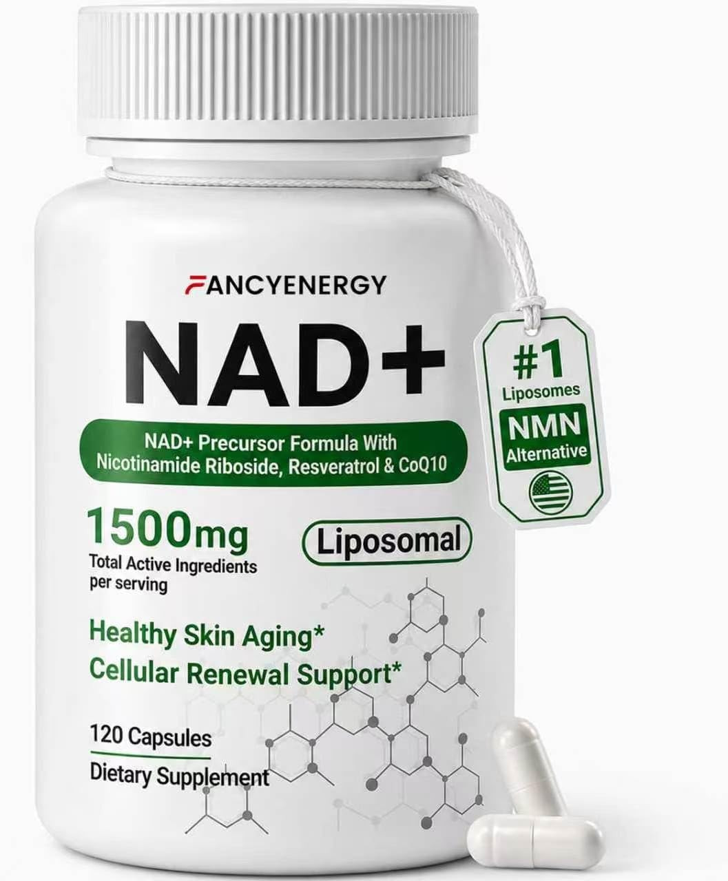 NAD+ Supplement, Liposomal NAD Nicotinamide Riboside Resveratrol 1500 Mg – Anti-