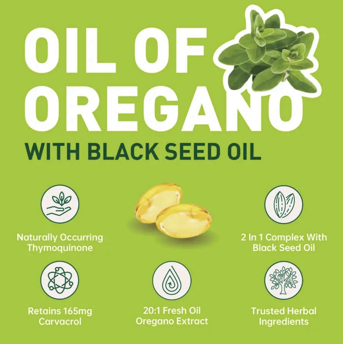 Oil of Oregano Softgels containing Black Seed Oil – 6000mg Oregano Oil