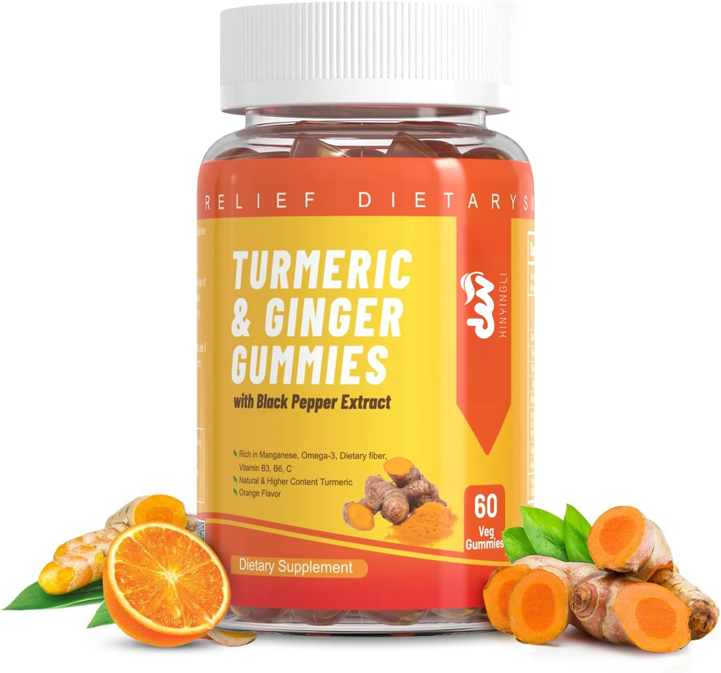 Gommes curcuma gingembre 500 mg poivre noir vitamine C faible sucre 60 pcs