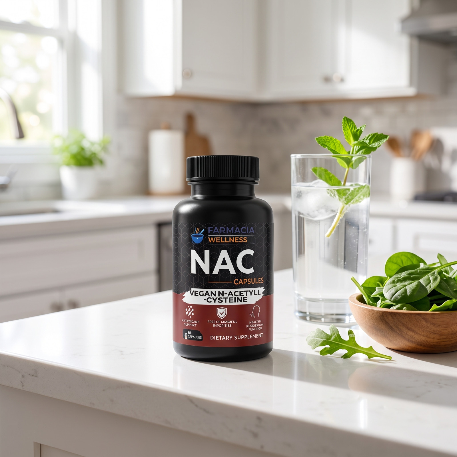 Farmacia Wellness NAC N-Acetyl Cysteine 60 Capsules Vegan Antioxidant Support