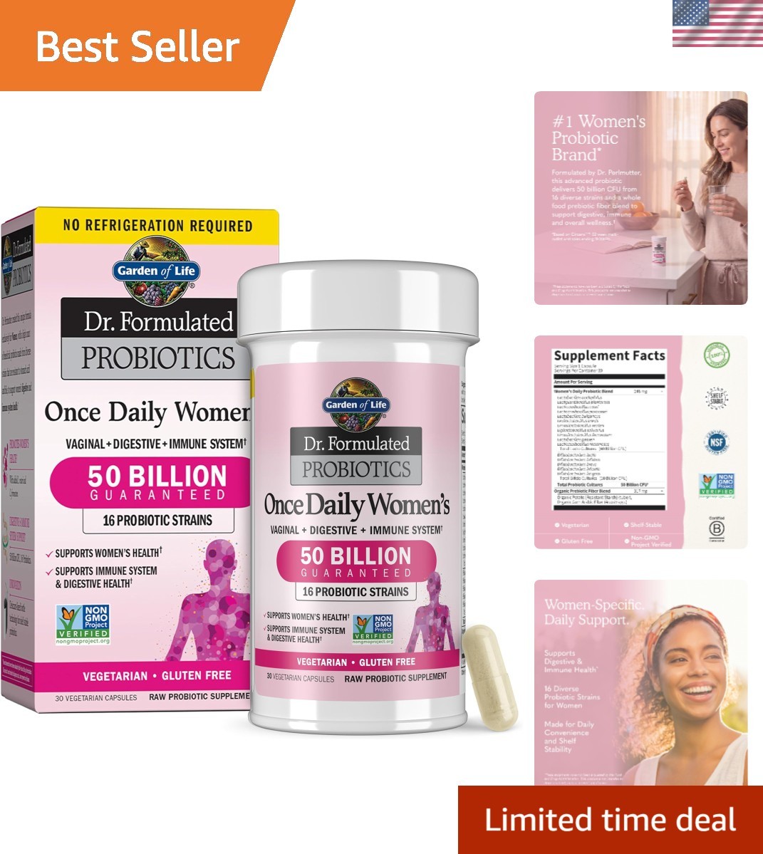 Daily Probiotics for Women with 16 Strains – Supports Digestive & Vaginal Health