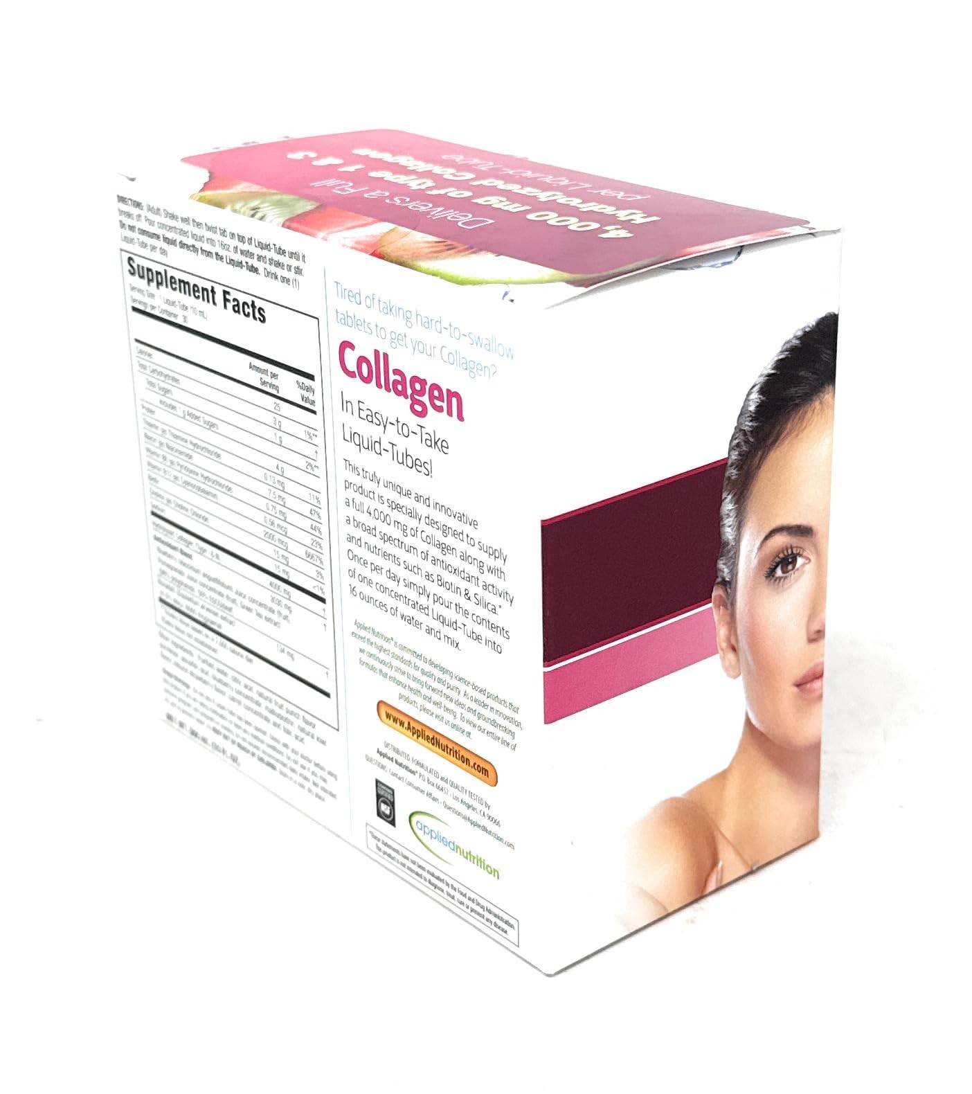Applied Nutrition Liquid Collagen Drink Mix 4000 30 Count (Pack of 1), Red