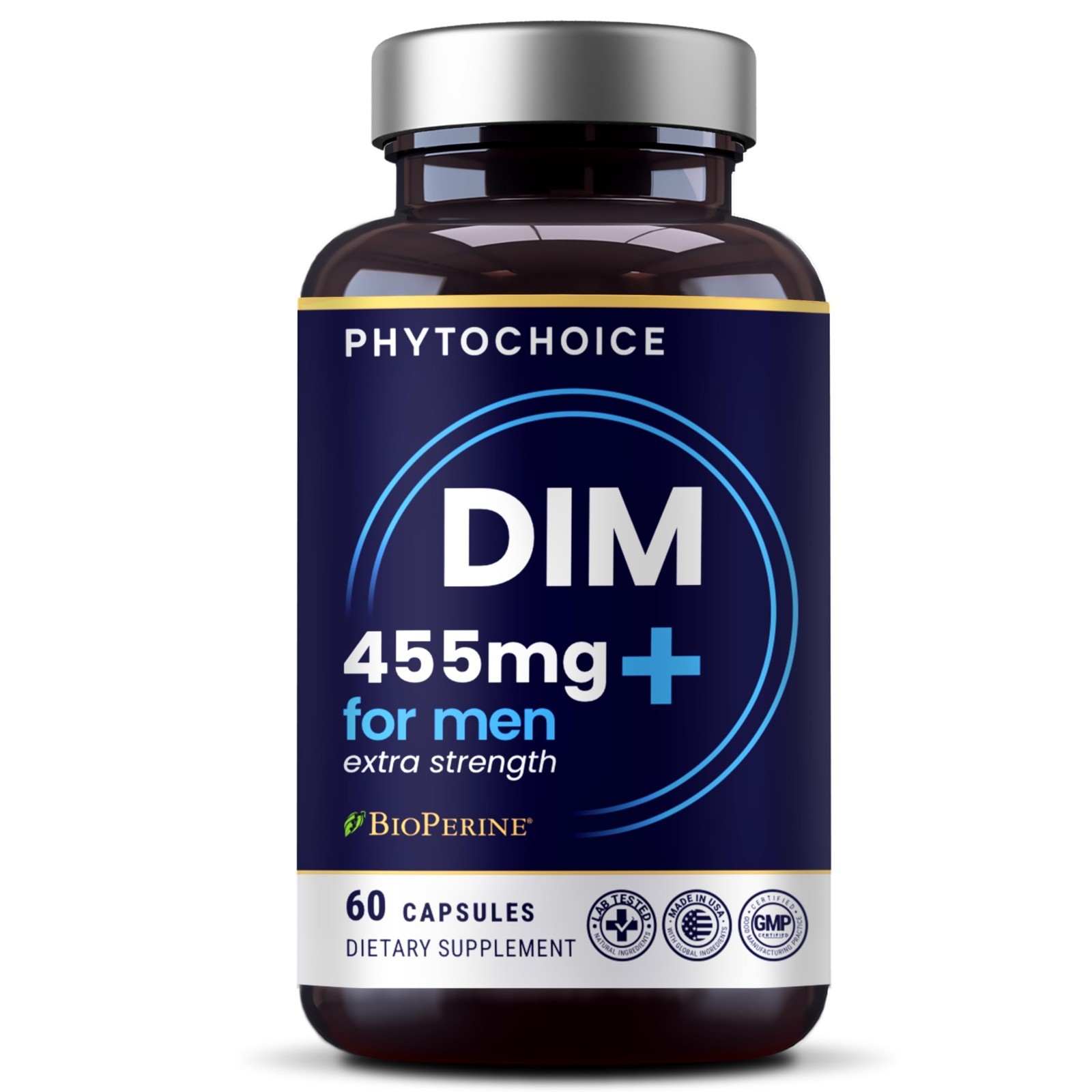 350mg DIM Supplement for Men – Estrogen Balance, Hormone Support, 60 Capsules