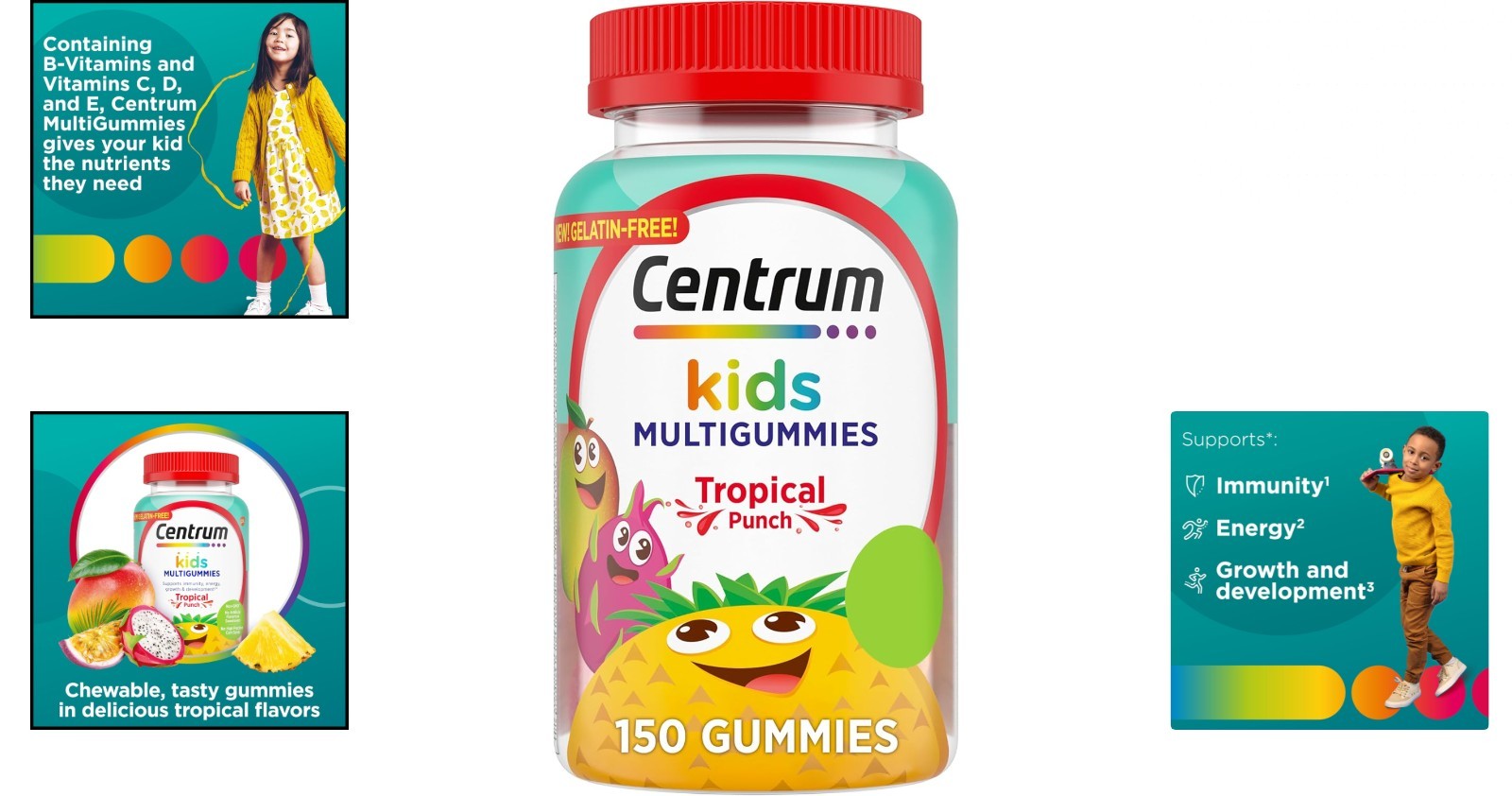 Multivitamin Gummies, Tropical Punch Flavor Made With Natural