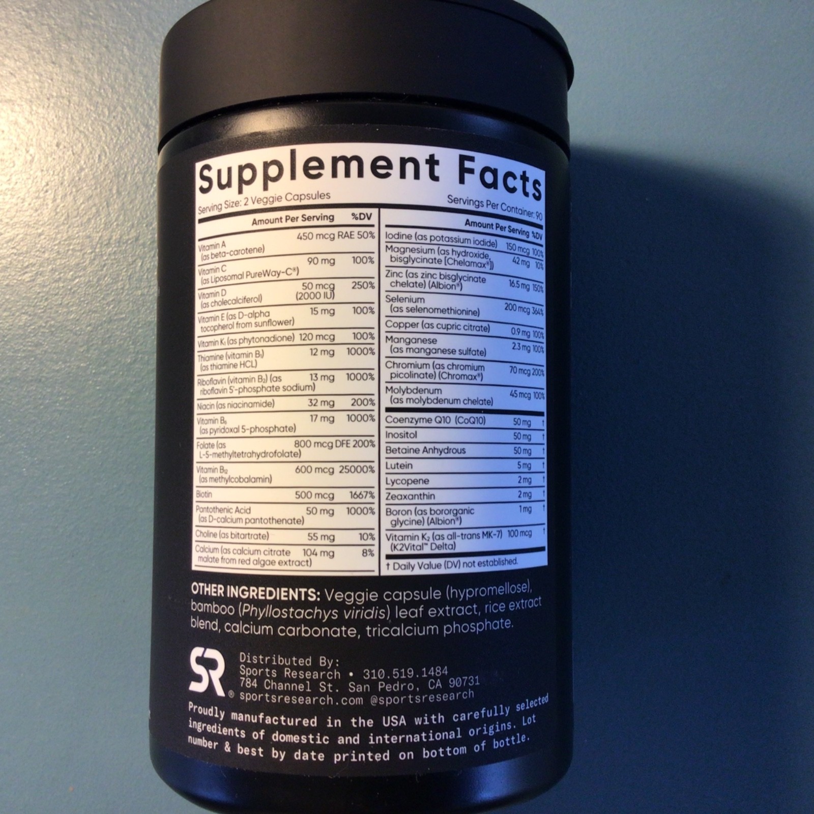 Sports Research Advanced Multi Vitamin 180 Veggie Capsules EXP 10/2027