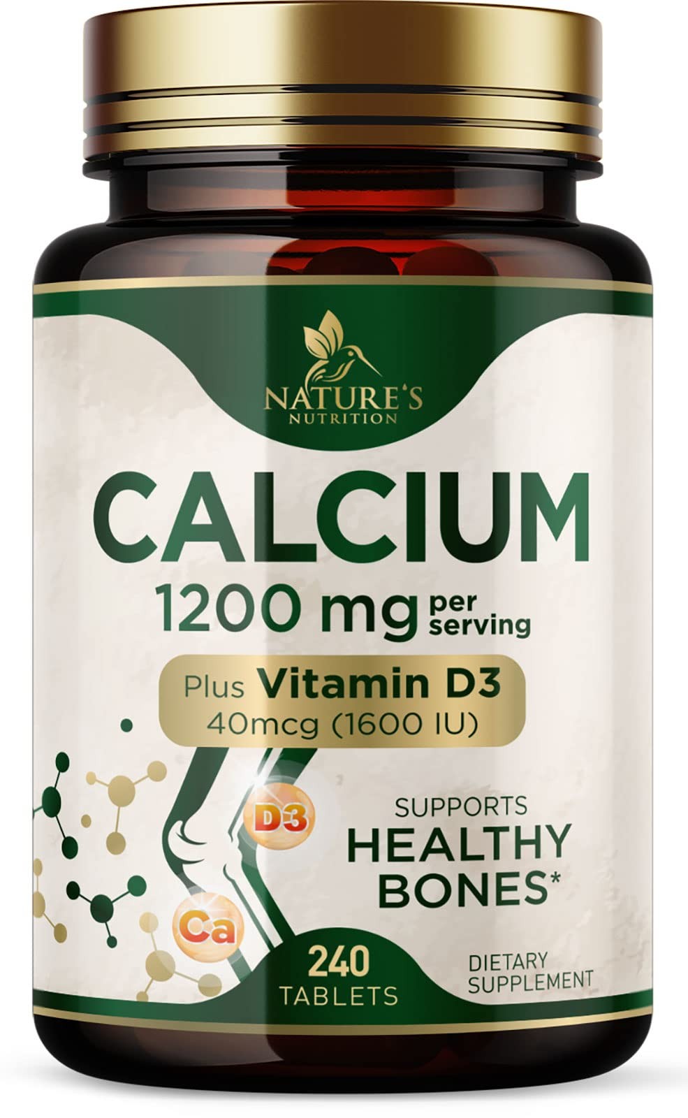 Calcium 1200 mg with Vitamin D3 – Bone Health 240 Count (Pack of 1)