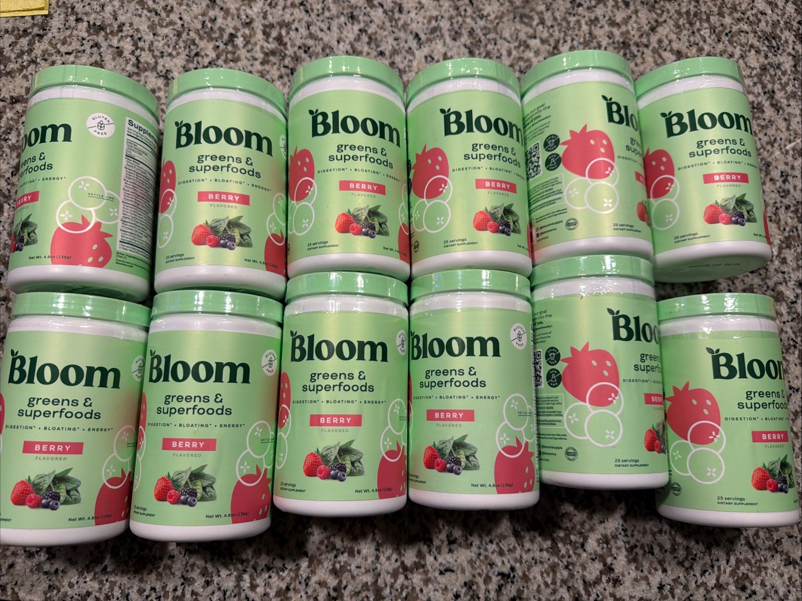 LOT OF 12 Bloom Nutrition Greens & Superfoods Powder BERRY -Free shipping – READ
