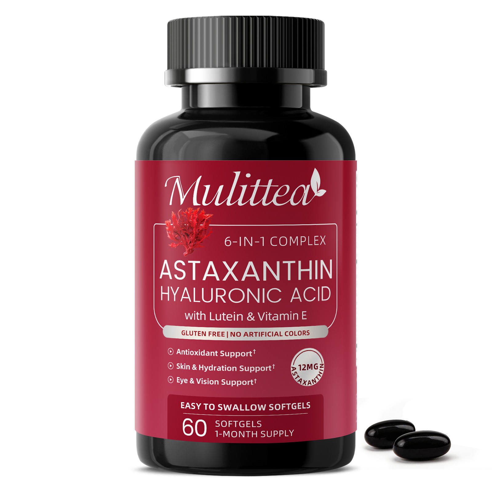Antarctic Astaxanthin 60 Softgels Vitamin E, with Astaxanthin and Phospholipids