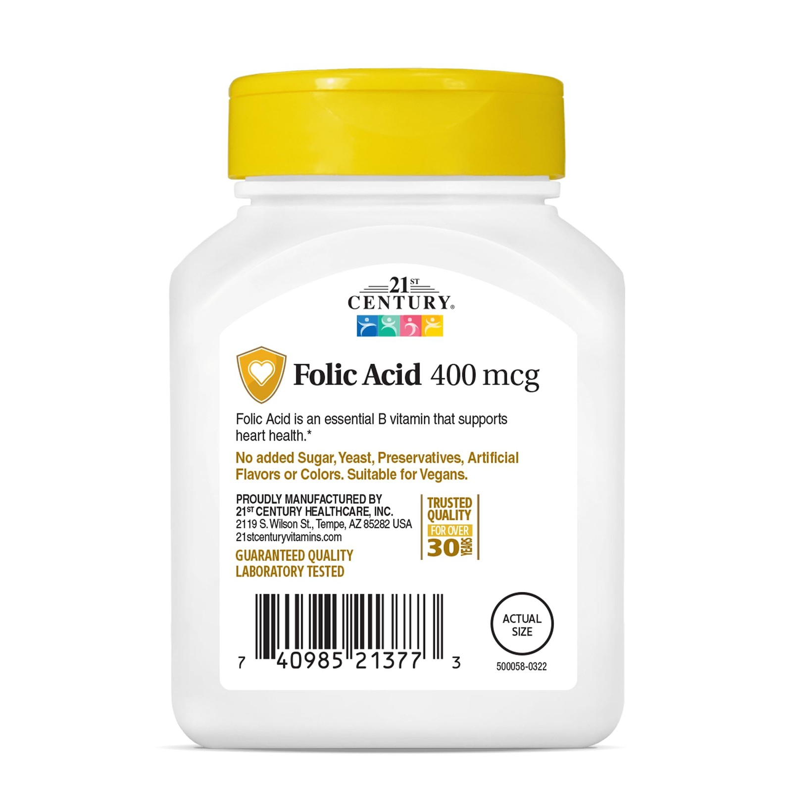 21st Century Folic Acid 400 mcg Tablets, 250 Count 250 (Pack of 1)