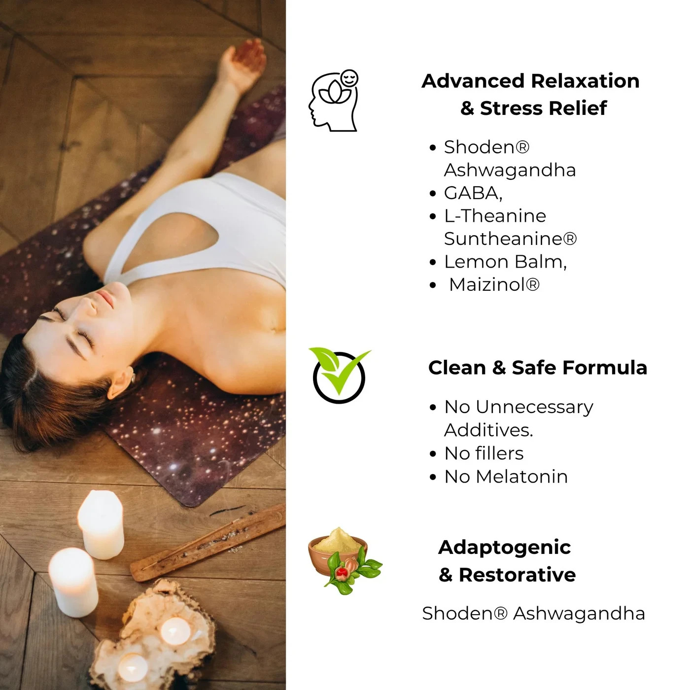 SainVanilla SainRejuvenate Melatonin-Free Sleep Supplement 60 Caps Stress Relief