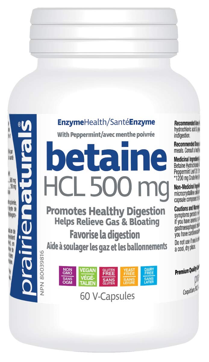 Prairie Naturals Betaine Hcl Vegetarian Capsules 60 Count