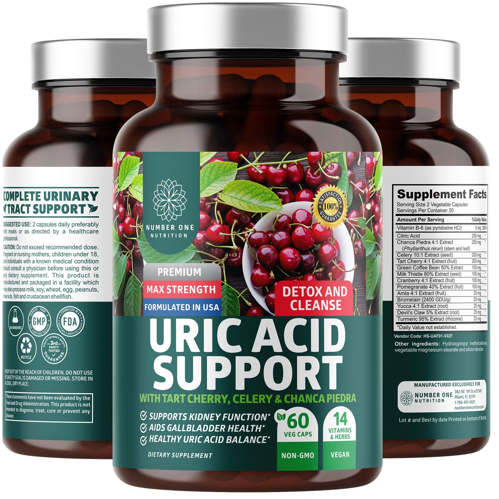 N1N Premium Uric Acid Support Supplement [14X Potent 60 Count (Pack of 1)