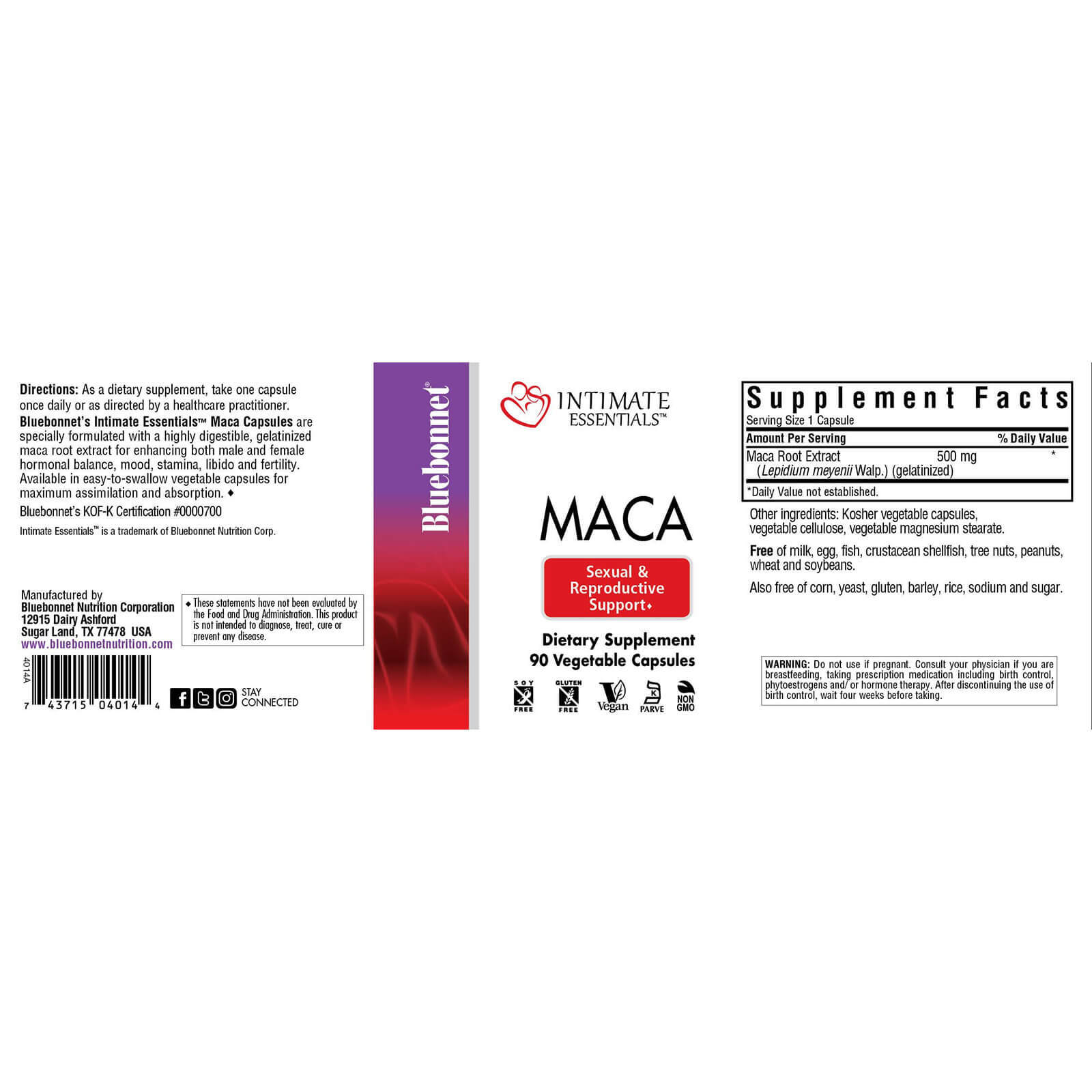 Bluebonnet Intimate Essenitals MACA 90 Veg Capsules