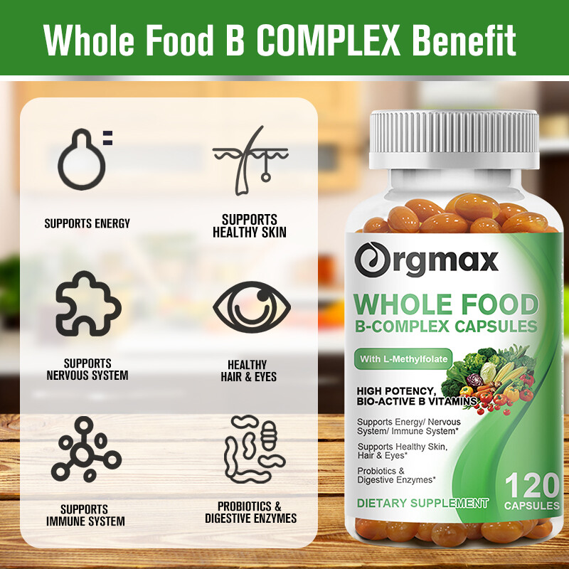 Vitamin B Complex 120Capsules Vitamin b12 D3+K2 &Calcium,Immune Support