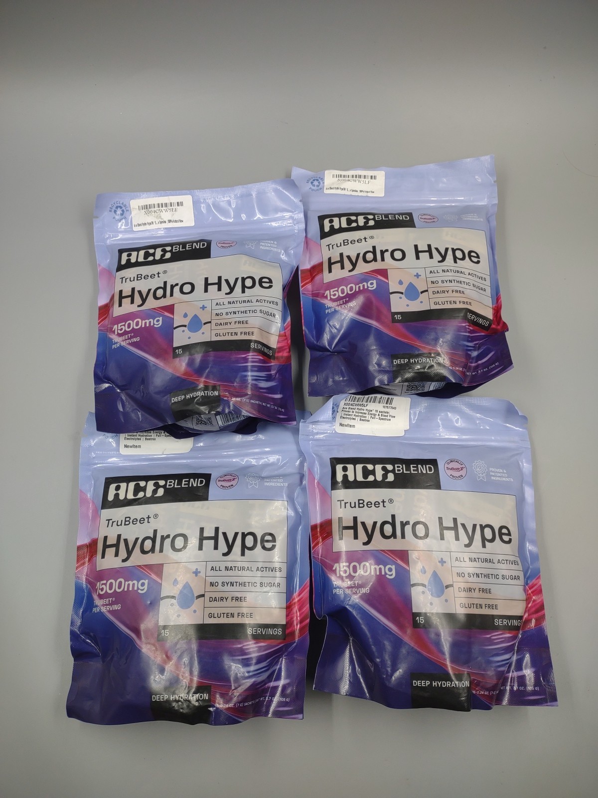 Lot Of 4 TruBeet Hydro Hype Sachets ~ 15 Per Bag ~ Expire 05/26