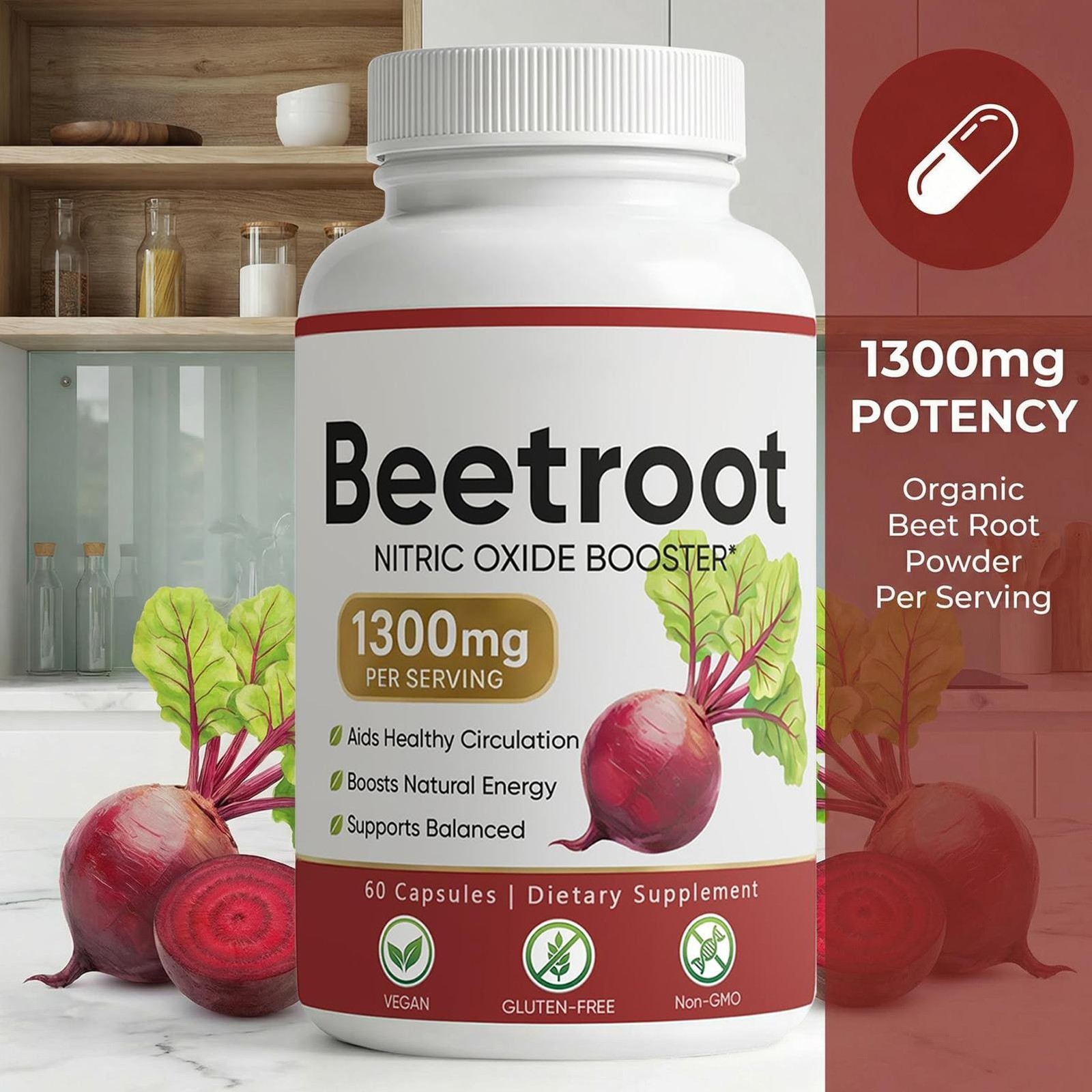 Lemeli Beetroot – 1300mg, Lemeli Beet Root Supplement 60 Capsules