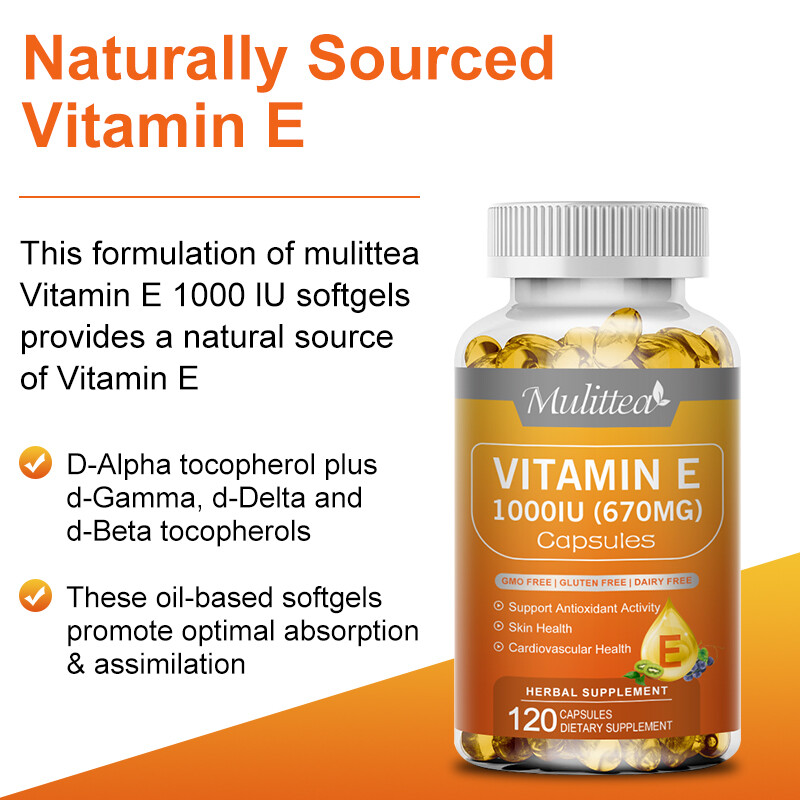 670mg Vitamin E 1000 IU – 240 Softgel Capsules Anti-aging