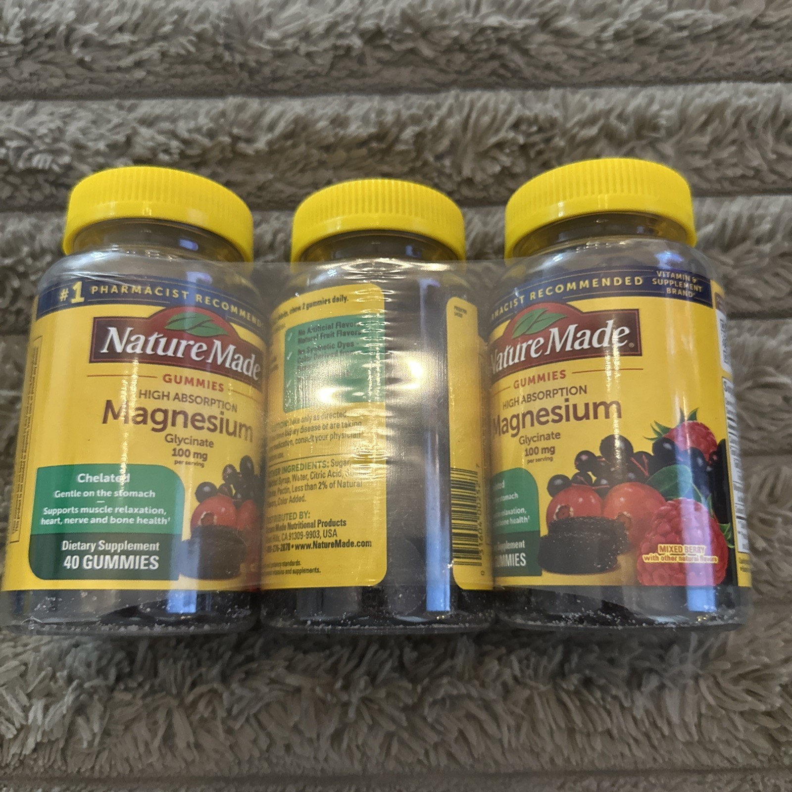 3Nature Made Magnesium Glycinate Gummies Mixed Berry 100 mg 40 Gummies sep/2027