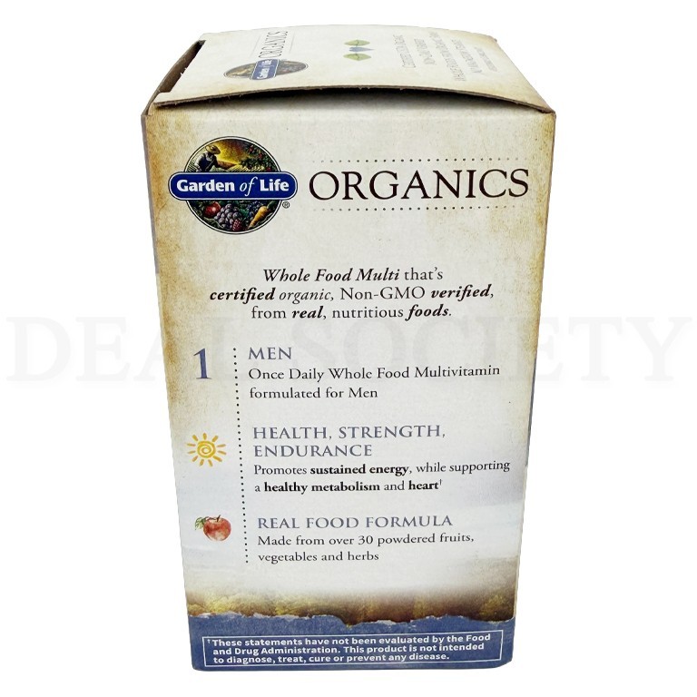 Garden of Life Once Daily Organic Whole Food Multivitamin for Men 30 Tablets