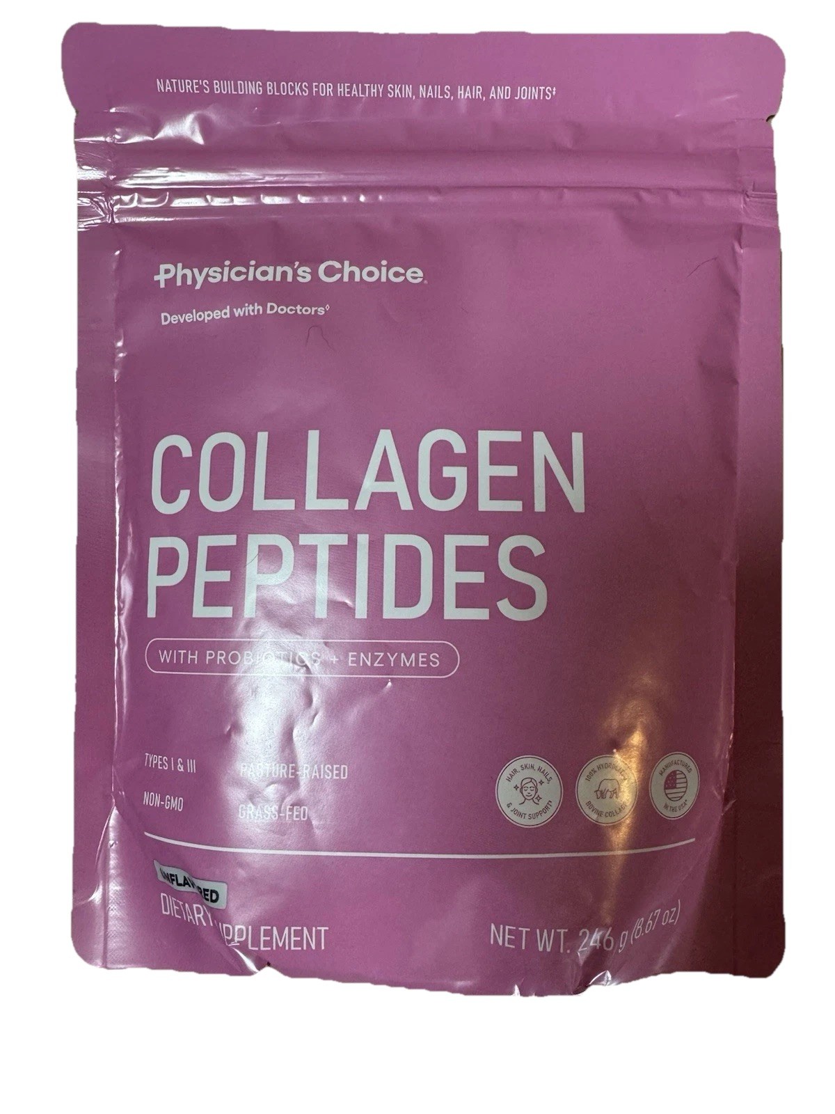 Physicians Choice COLLAGEN PEPTIDES 8.67oz Powder UNFLAVORED probiotics