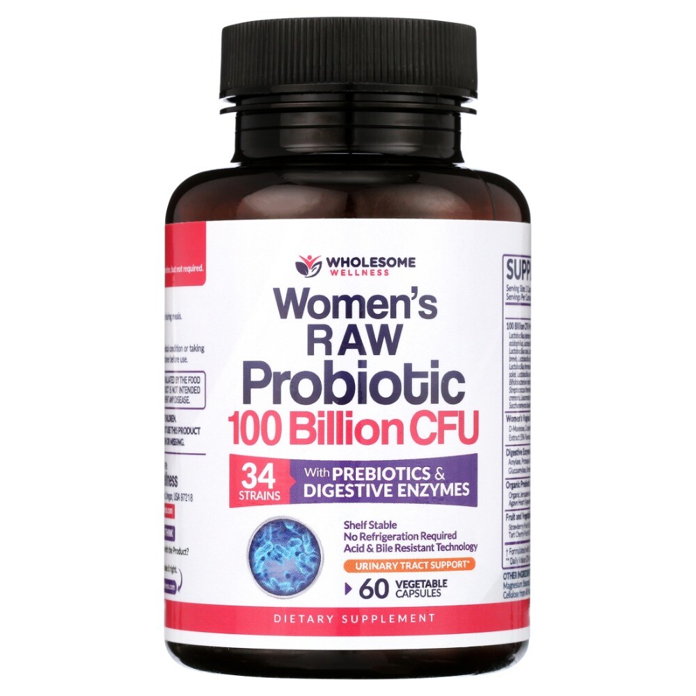 Wholesome Wellness Women’s Raw Digestive Enzymes Probiotic 100 Billion CFU Caps