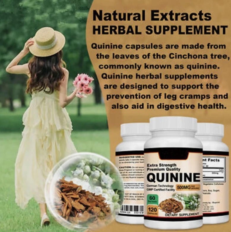 120x Quinine Capsules 500mg Anti-Inflammatory Digestive Support Cramp Defense