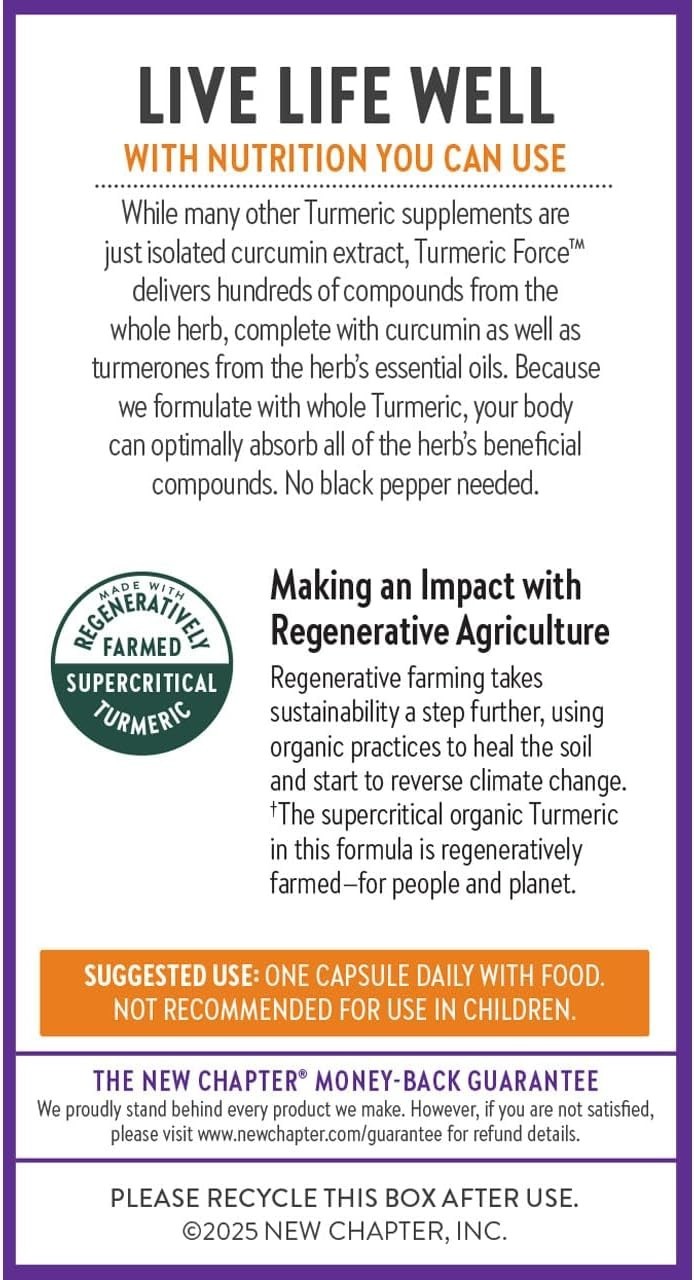New Chapter Turmeric Force Heart & Brain Support 60 Capsules Exp. 02/2028+