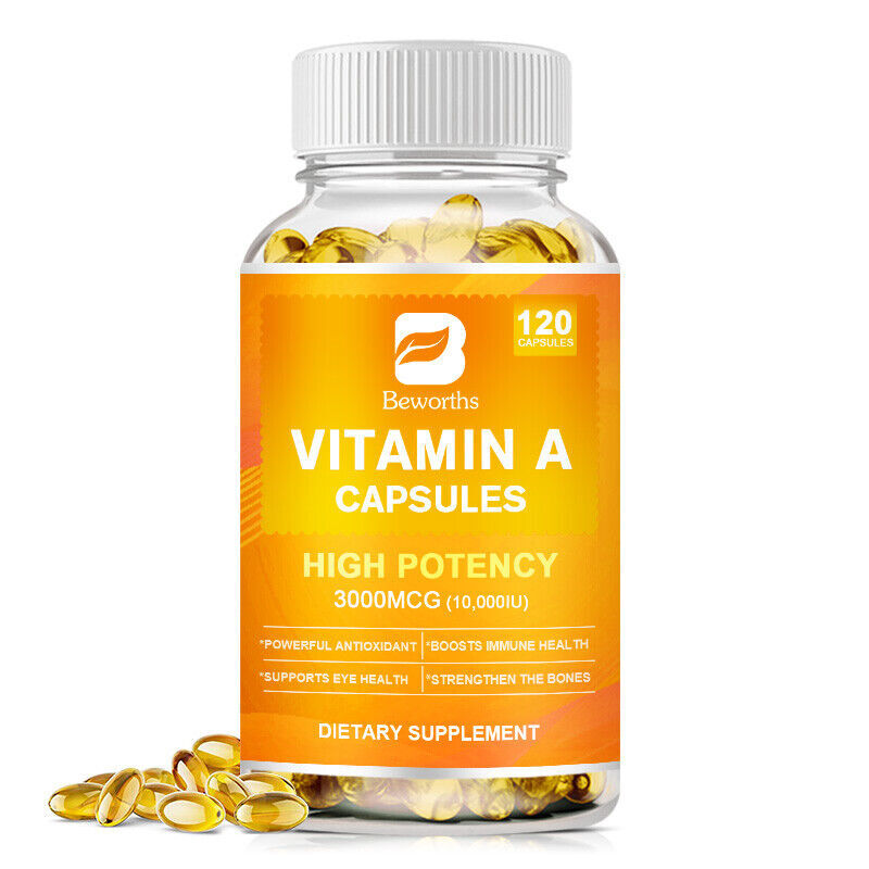 120pcs Vitamin A 10,000 IU Capsules,Support Immunity ,Bone & Eye Health