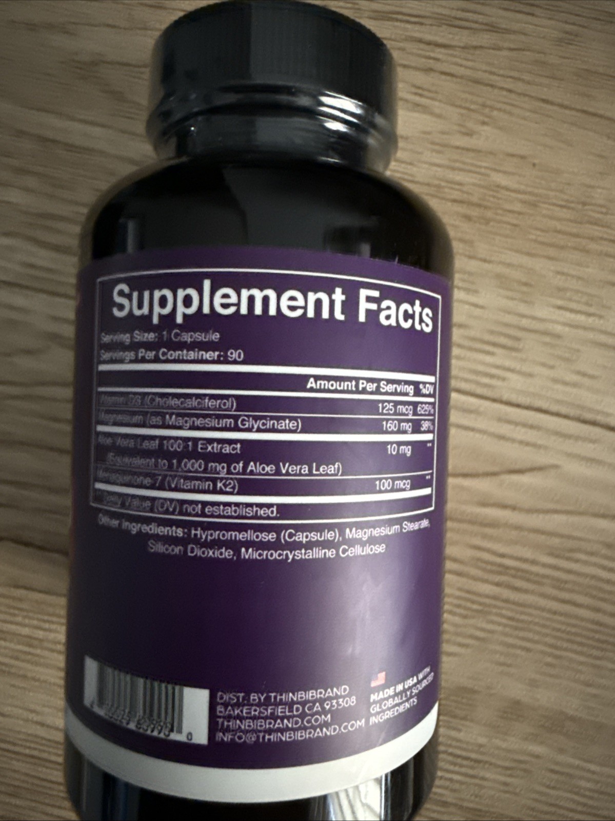 Magnesium Glycinate with Aloe, D3, K2.. 90 Capsules -1 per serv EXP 4/28 NEW