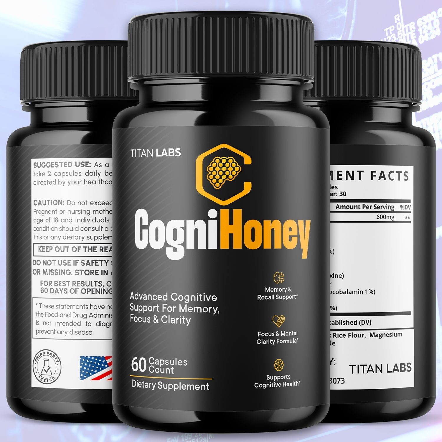 (5 Pack) CogniHoney Pills – Brain Health & Cognitive Support Supplement 300 Caps
