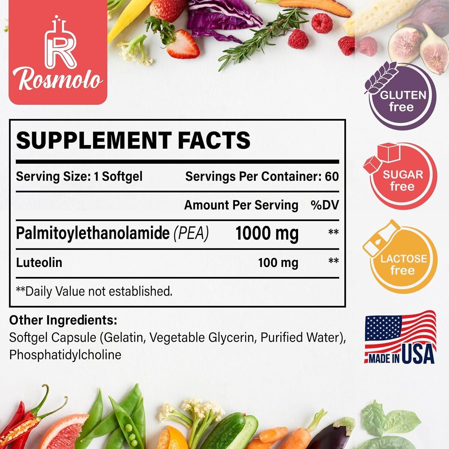 Micronized 1000mg Palmitoylethanolamide + 100mg Luteolin – Max Absorption