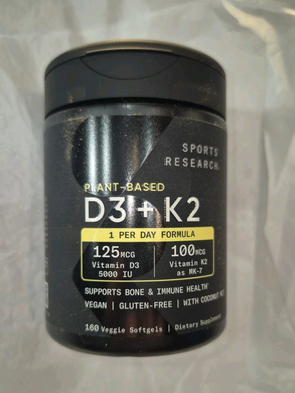 Sports Research D3 + K2 5000 IU 160 Softgels Vegan MK-7 Plant Based New Sealed