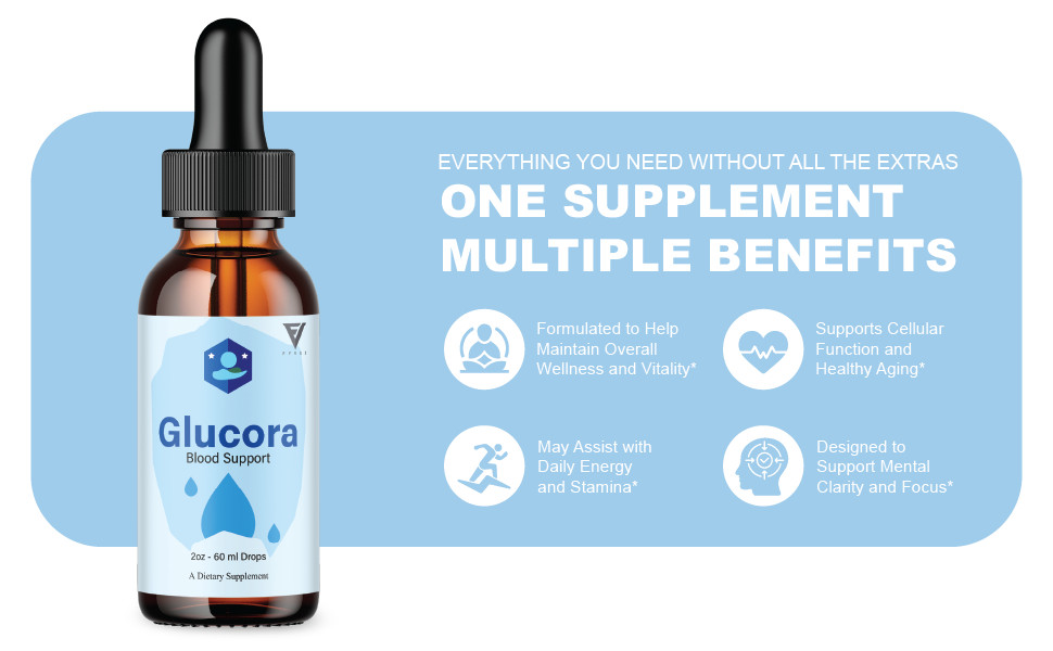 (5 Pack) Glucora Premium Blood Support Liquid Drop Supplement, Glucoras (10oz)