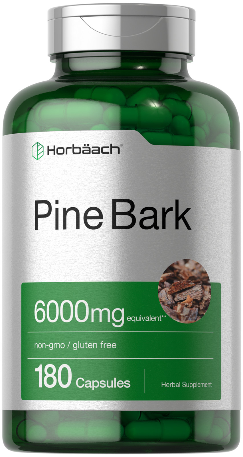 Horbaach Pine Bark Extract 6000 mg | 180 Capsules | Non-GMO, Gluten Free