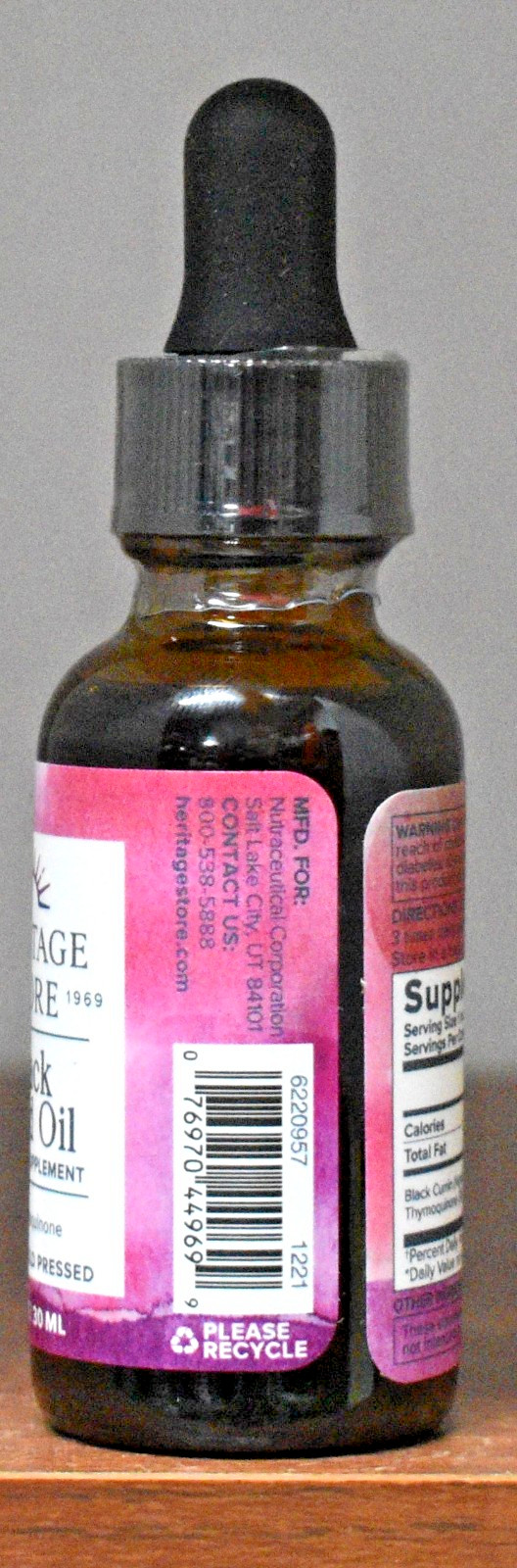 Heritage Store Black Seed Oil 1 fl Oz (30 ml) 3% Thymoquinone Cold Pressed