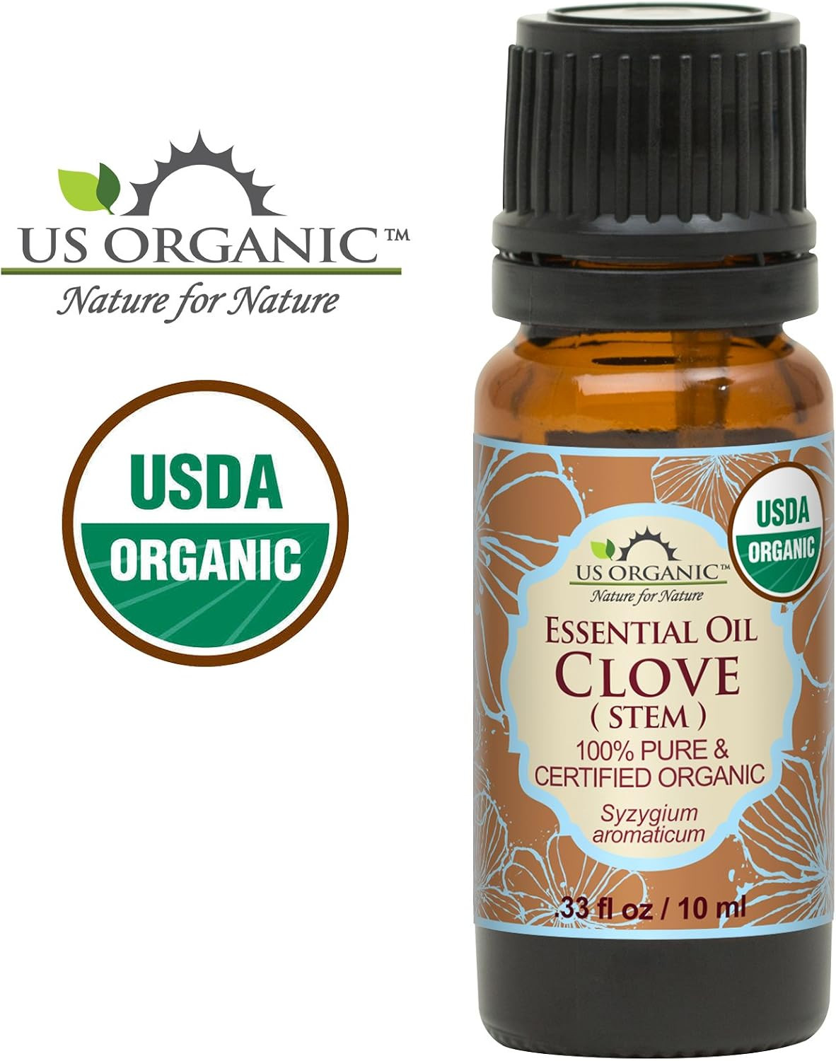 100% Pure Clove Stem Essential Oil – USDA Certified Organic, Steam Distilled (10