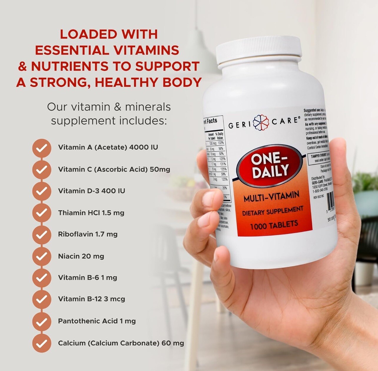 GERICARE 1000ct Easy Swallow Tabs One Daily Multivitamin