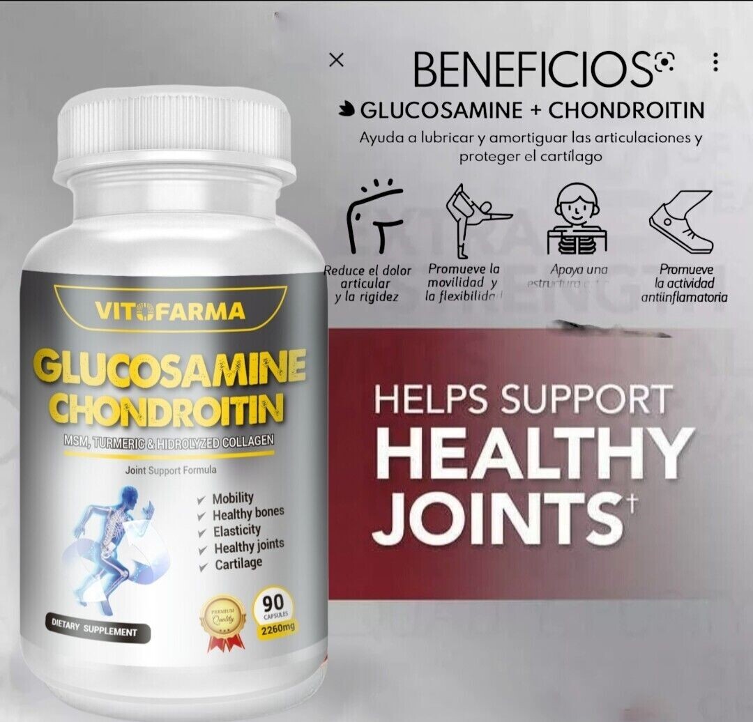 2 X GLUCOSAMINE CHONDROITIN TURMERIC JOINT SUPPORT 2260MG TRIPLE STRENGTH Ct180