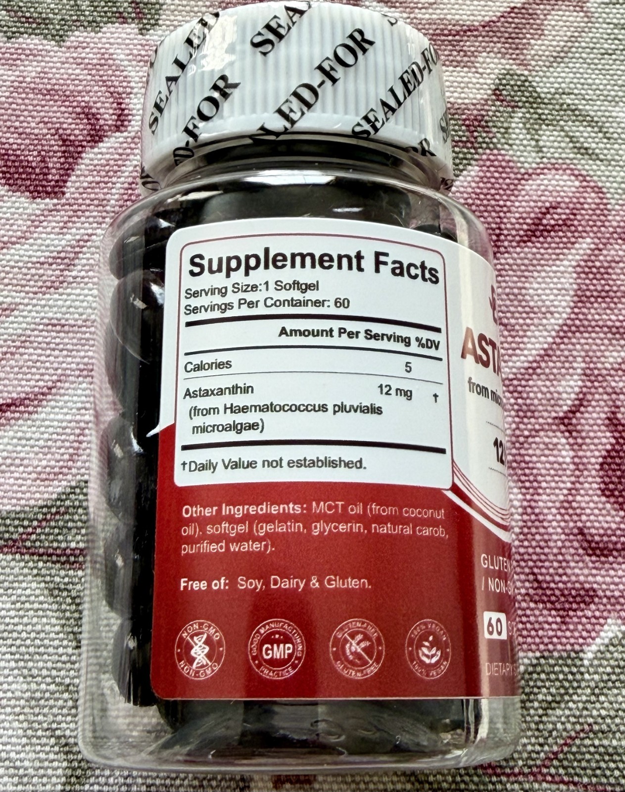 BEWORD Astaxanthin 12mg with MCT Oil ~ 60 Softgels ~ 2-Month Supply