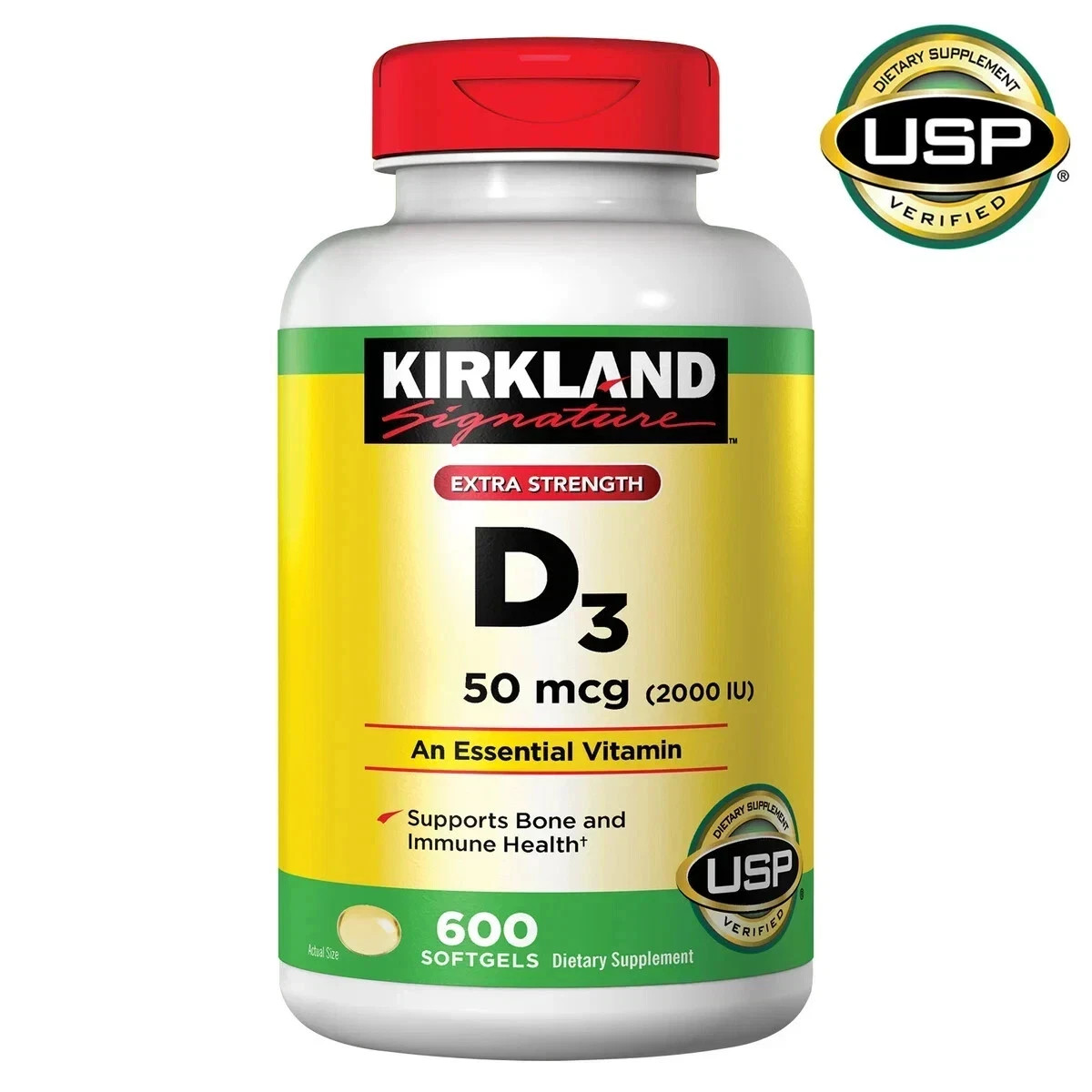 Kirkland Signature Extra Strength D3 50 mcg,(2000 IU) 600 Softgels EXP 2028