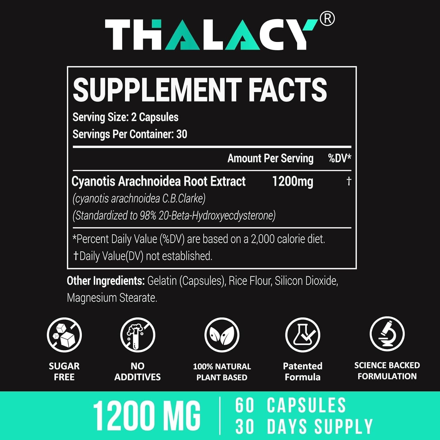 1200MG Beta Ecdysterone Supplement, 98% Maximum Purity Ecdysterone Supplements f