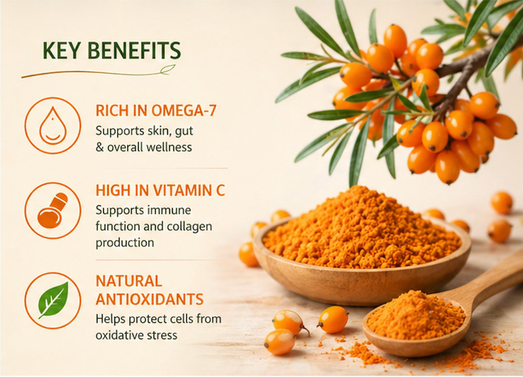 4oz Sea Buckthorn Powder Organic Super fruit | Rich in Omega-7 Vitamin C