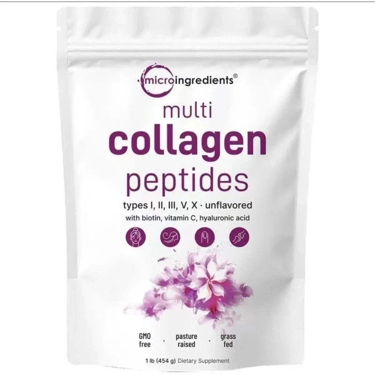 Micro Ingredients Multi Collagen Peptides I/II/III/V/X Unflavored 1LB