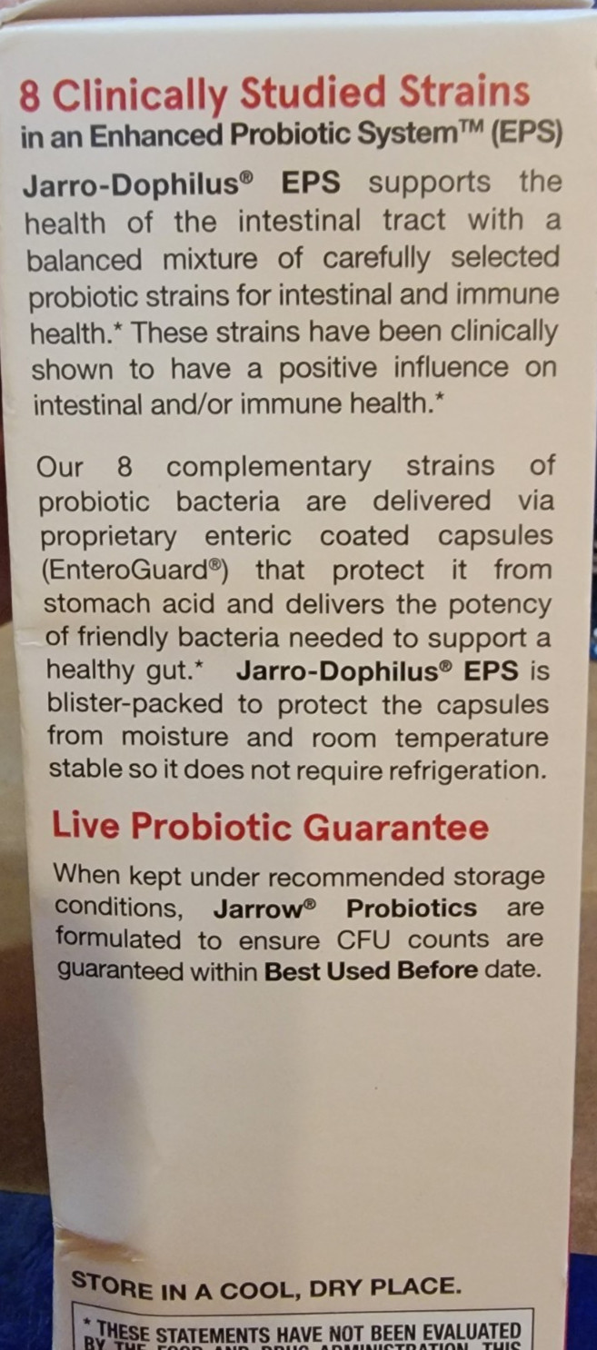 Jarrow Formulas, Inc. Vegetarian Jarro-Dophilus Eps 10 Billion Cfu 60 Veg Caps