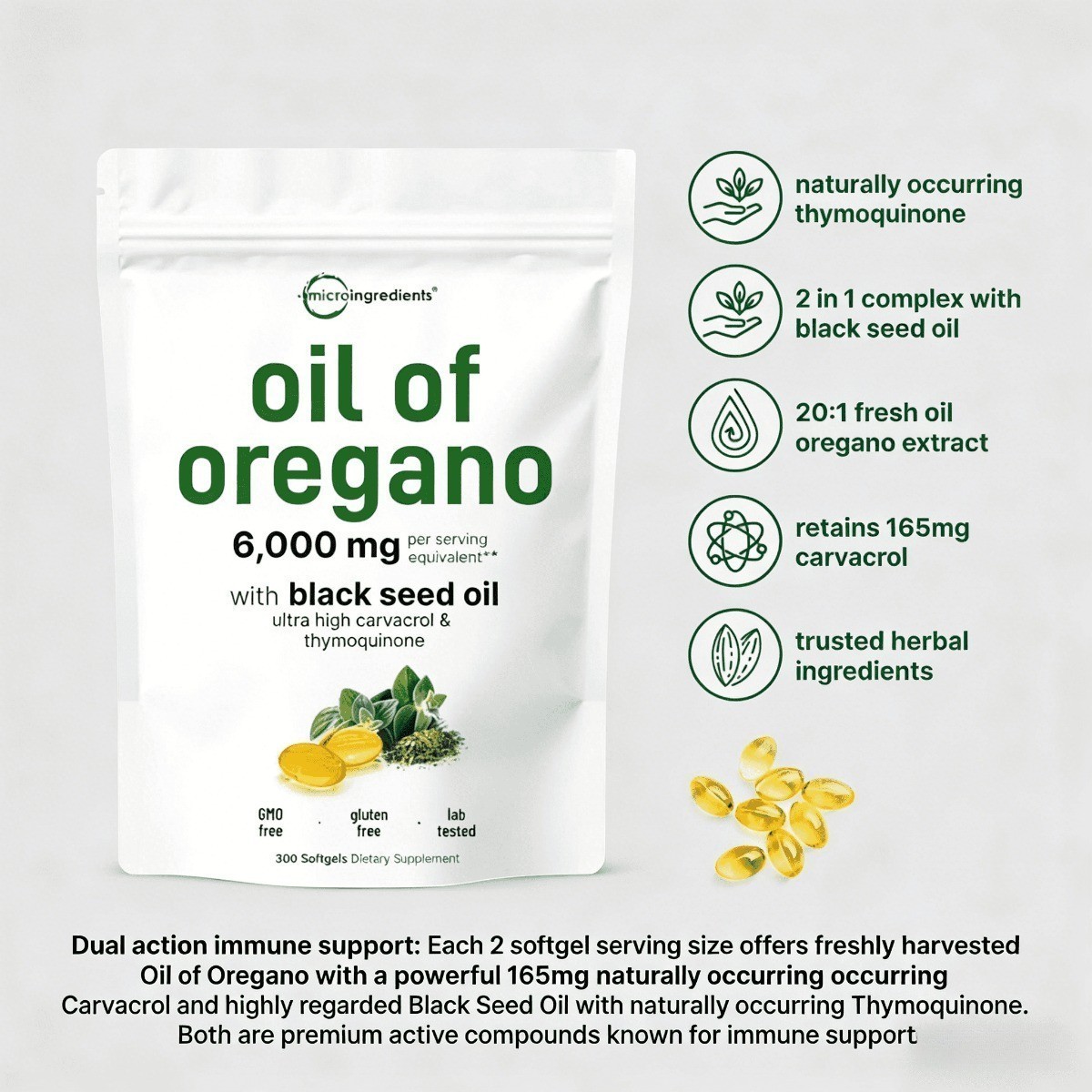 Micro Ingredients Supplement – Oregano Oil with Black Seed Oil NEW