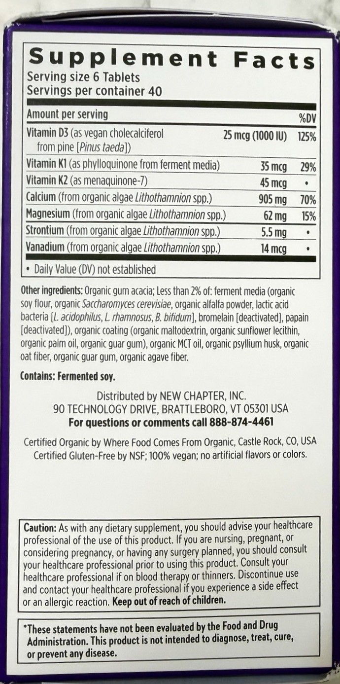 New Chapter Plant Calcium Bone Strength Supplement – 240 Tablets 03/2027