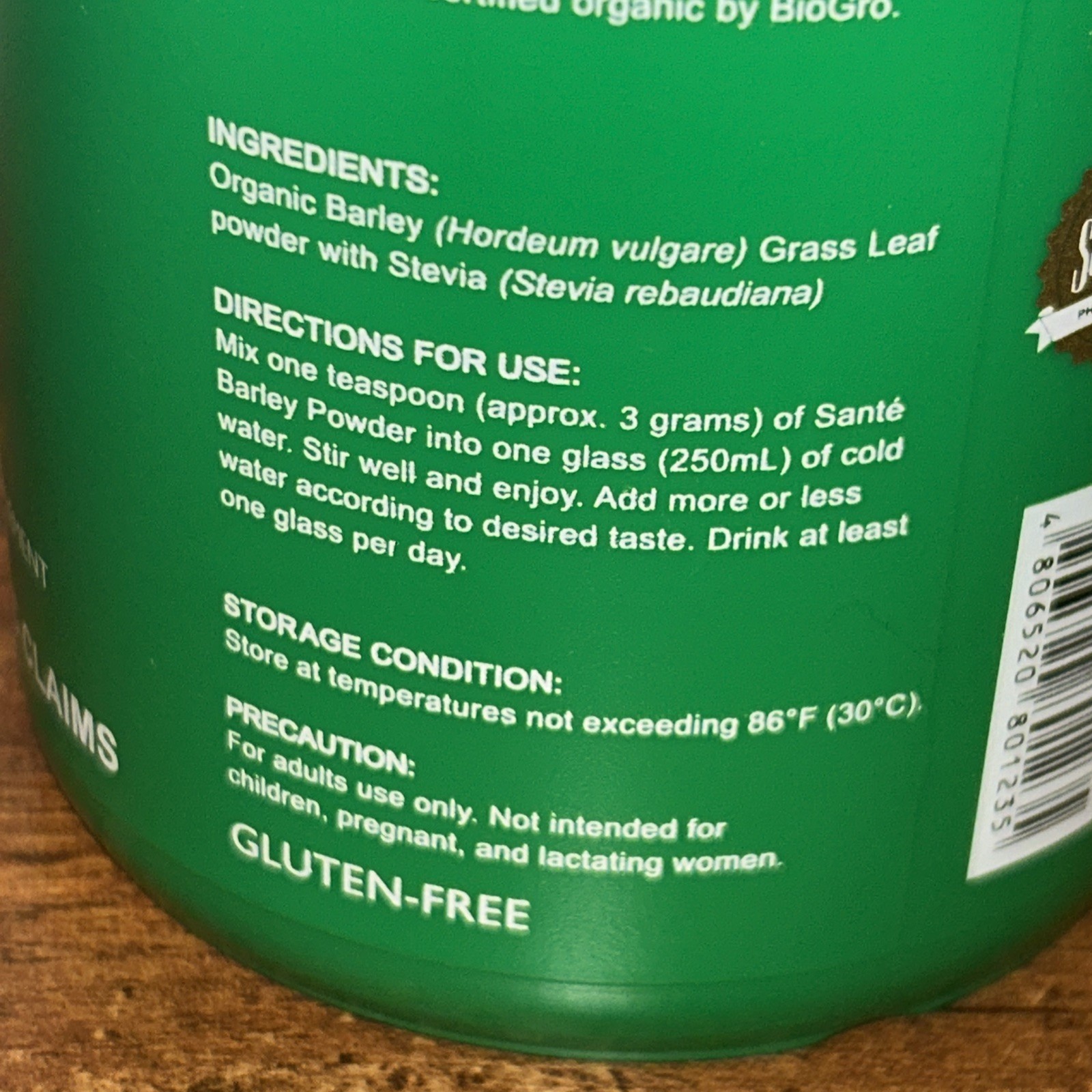 3x Santé Barley Powder with Stevia 200g – Certified Organic Barley Grass Exp2027