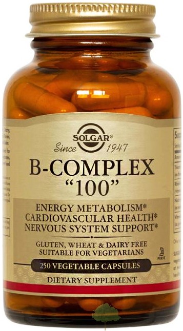 Solgar B-Complex “100” 250 Vegetable Capsules Exp08/27