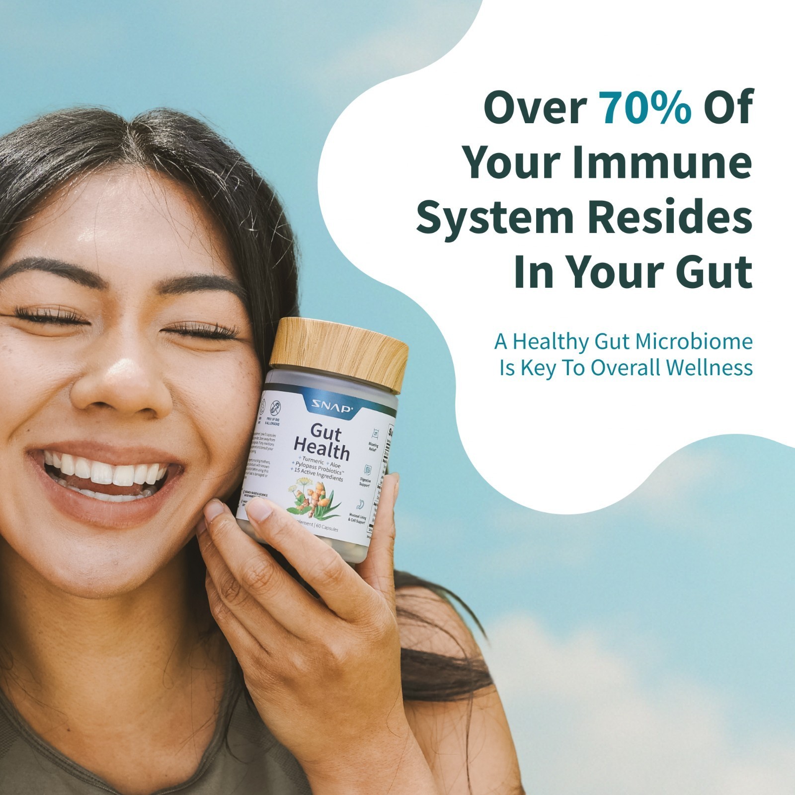 SNAP Gut Health Digestive Health Probiotics Enzymes Turmeric PYLOPASS H Pylori